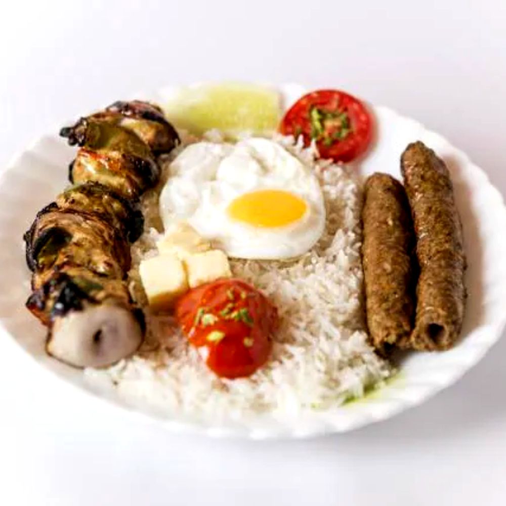 Chicken and Mutton Mixed Chelo Kebab