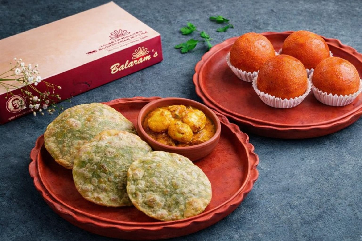 Balaram Koraisutir Kochuri with Alur Dom(8 Pcs)+Balaram Gulab Jamun(10 Pcs)