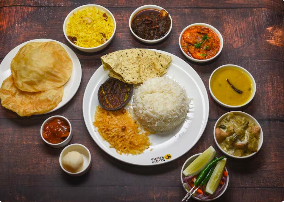 Koshe Kasha Mahabhoj Mashla Chingri & Mutton Thali
