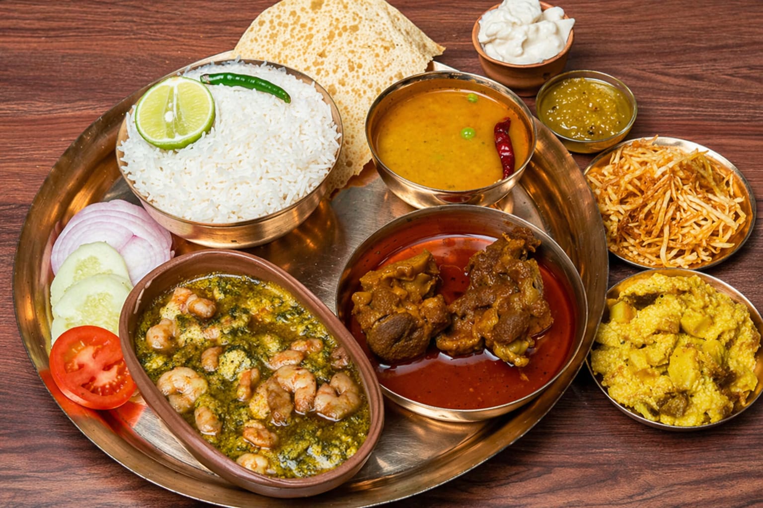 Heritage Kasturi Mutton-Chingri Thali